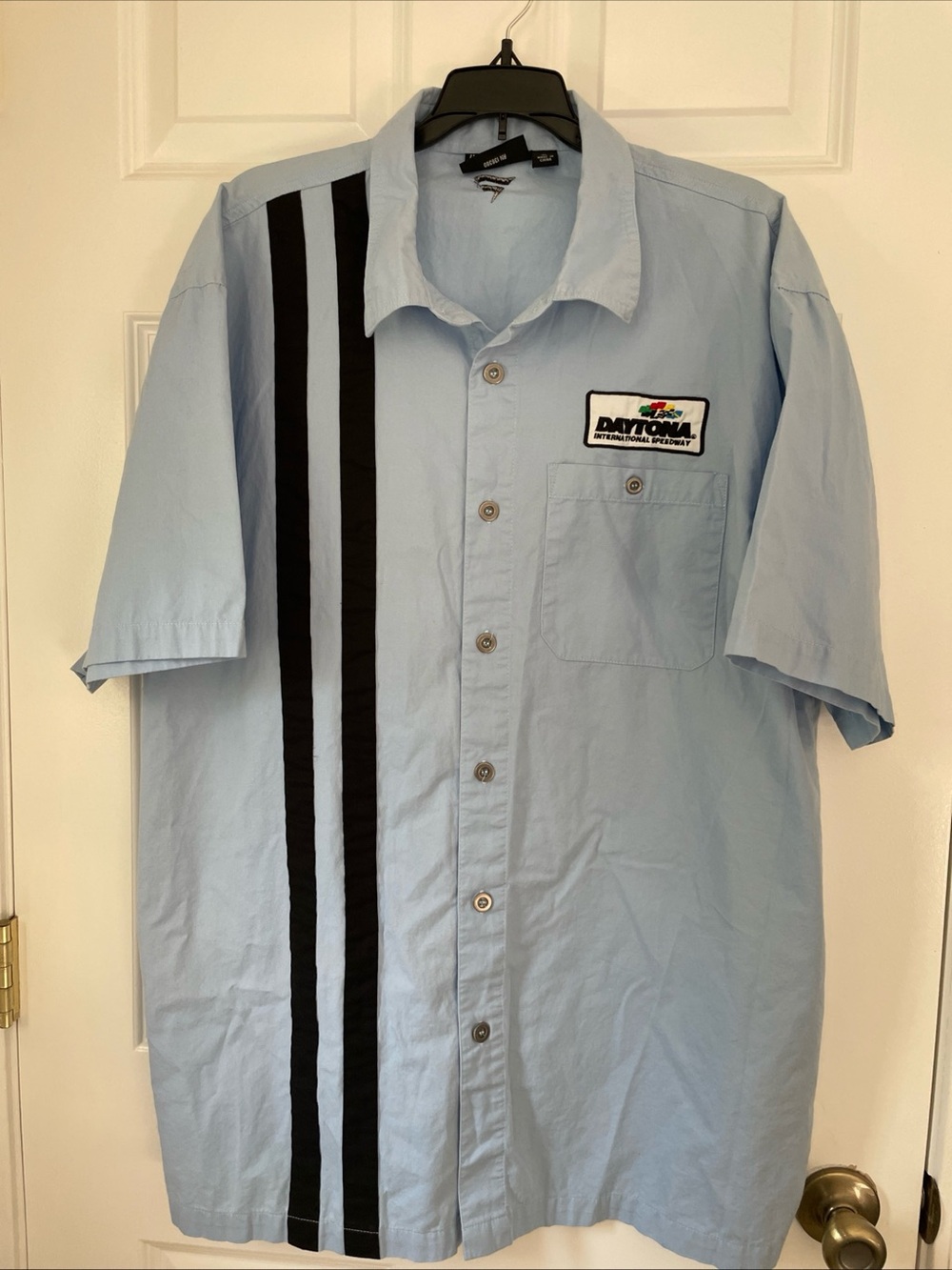 NASCAR Daytona International Speedway men’s work shirt blue XL Fanatics buttons